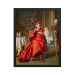 L'impatier (Impatient) by Andrea Landini, 1847-1912 framed print on a plain backdrop in size 16"x20".