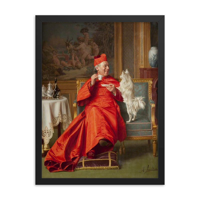 L'impatier (Impatient) by Andrea Landini, 1847-1912 framed print on a plain backdrop in size 18