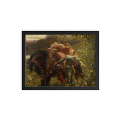 La Belle Dame Sans Merci by Frank Dicksee, 1902 framed print on a plain backdrop in size 12"x16".