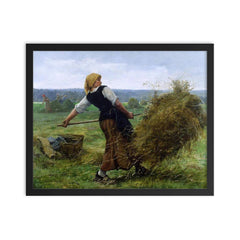 La Faneuse by Julien Dupre framed print on a plain backdrop in size 16"x20".