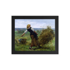 La Faneuse by Julien Dupre framed print on a plain backdrop in size 8"x10".