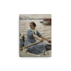 La Laitière by Albert Edelfelt, 1889 canvas print on a plain backdrop in size 12"x16".