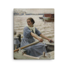 La Laitière by Albert Edelfelt, 1889 canvas print on a plain backdrop in size 16"x20".