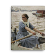La Laitière by Albert Edelfelt, 1889 canvas print on a plain backdrop in size 18"x24".