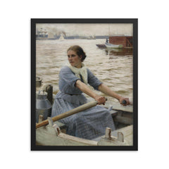 La Laitière by Albert Edelfelt, 1889 framed print on a plain backdrop in size 16"x20".