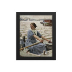 La Laitière by Albert Edelfelt, 1889 framed print on a plain backdrop in size 8"x10".