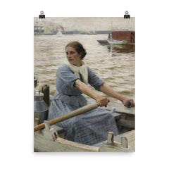 La Laitière by Albert Edelfelt, 1889 poster on a plain backdrop in size 8"x10".