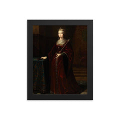 La Reina Isabel I de Castilla by Luis de Madrazo, 1848 framed print on a plain backdrop in size 8"x10".