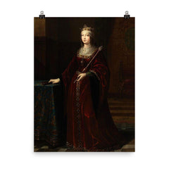 La Reina Isabel I de Castilla by Luis de Madrazo, 1848 poster on a plain backdrop in size 8"x10".