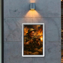Lachhiman Gurung firing from trench despite wounds poster 2