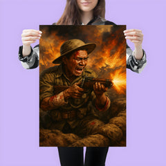 Lachhiman Gurung firing from trench despite wounds poster 3