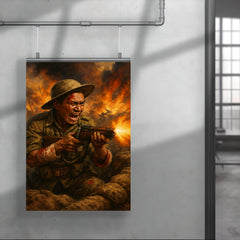 Lachhiman Gurung firing from trench despite wounds poster 4