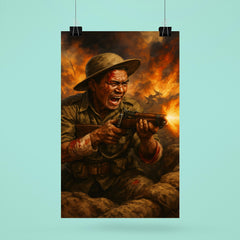 Lachhiman Gurung firing from trench despite wounds poster 6