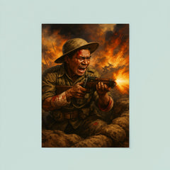 Lachhiman Gurung firing from trench despite wounds poster 8