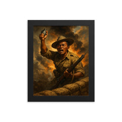 Lachhiman Gurung last stand at trench parapet framed print on a plain backdrop in size 8"x10".