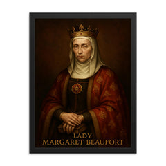 Lady Margaret Beaufort framed print on a plain backdrop in size 18"x24".