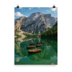 Lago di Braies Pragser Wildsee Italy poster on a plain backdrop in size 8"x10".