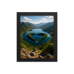 Lago di Scanno Heart Viewpoint Italy framed print on a plain backdrop in size 8"x10".