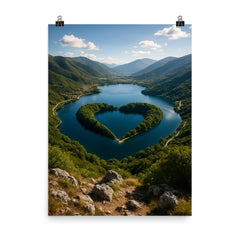 Lago di Scanno Heart Viewpoint Italy poster on a plain backdrop in size 8"x10".