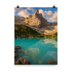 Lago di Sorapis Dolomites Italy poster on a plain backdrop in size 8"x10".