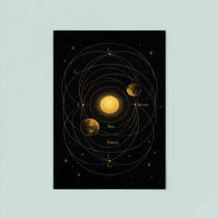 Lagrange points diagram with celestial choreography and gold lines poster 8