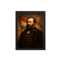 Lajos Kossuth framed print on a plain backdrop in size 12"x16".