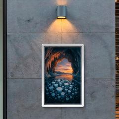 Lake Baikal ice cave with trapped bubbles poster 2