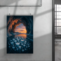 Lake Baikal ice cave with trapped bubbles poster 4