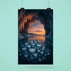 Lake Baikal ice cave with trapped bubbles poster 6