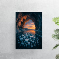 Lake Baikal ice cave with trapped bubbles poster 7
