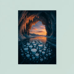 Lake Baikal ice cave with trapped bubbles poster 8