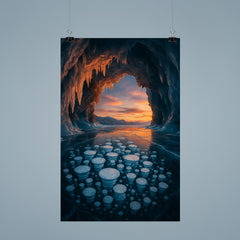 Lake Baikal ice cave with trapped bubbles poster 9