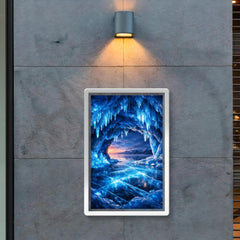 Lake Baikal ice caves glowing cobalt blue poster 2