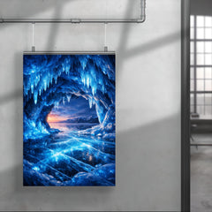 Lake Baikal ice caves glowing cobalt blue poster 4
