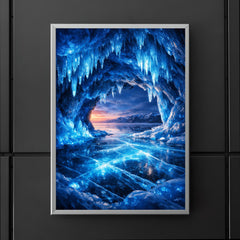 Lake Baikal ice caves glowing cobalt blue poster 5