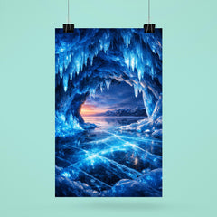 Lake Baikal ice caves glowing cobalt blue poster 6