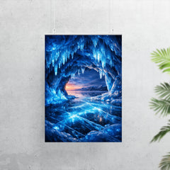 Lake Baikal ice caves glowing cobalt blue poster 7
