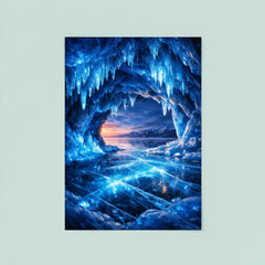 Lake Baikal ice caves glowing cobalt blue poster 8