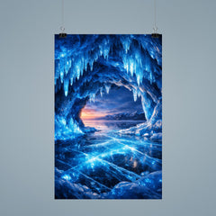 Lake Baikal ice caves glowing cobalt blue poster 9