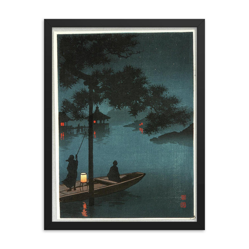 Lake Biwa by Koho Shoda, ca. 1912-1926 framed print on a plain backdrop in size 18