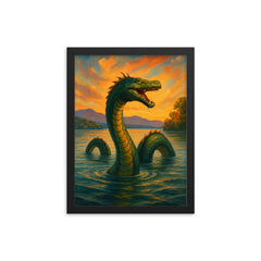 Lake Champlain Champ USACanada framed print on a plain backdrop in size 12"x16".