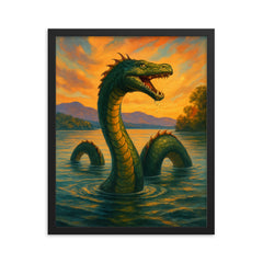 Lake Champlain Champ USACanada framed print on a plain backdrop in size 16"x20".
