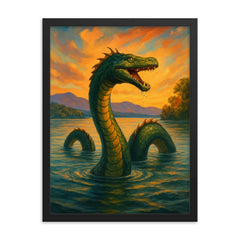Lake Champlain Champ USACanada framed print on a plain backdrop in size 18"x24".