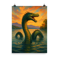 Lake Champlain Champ USACanada poster on a plain backdrop in size 8"x10".