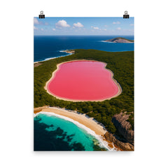 Lake Hillier Western Australia poster on a plain backdrop in size 8"x10".