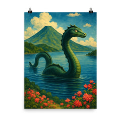 Lake Ikeda Japan Issie poster on a plain backdrop in size 8"x10".
