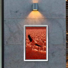 Lake Natron flamingos in blood red water poster 2