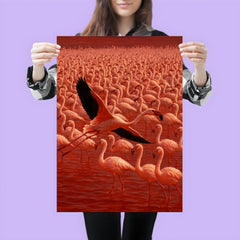 Lake Natron flamingos in blood red water poster 3
