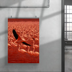 Lake Natron flamingos in blood red water poster 4