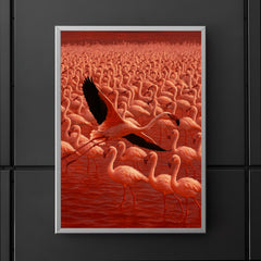 Lake Natron flamingos in blood red water poster 5